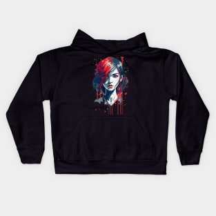 Cute girl with red eyes anime style Kids Hoodie